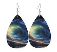 Starry Night Sky Deep Outer Space Leather Earrings For Women Dangle, Piercing Teardrop Earrings Lightweight Jewelry Gifts For Women Girls