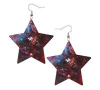 Starry Night Sky Deep Outer Space Leather Star Shaped Earrings Fashion Accessories Lightweight Festivals Parties Everyday Life