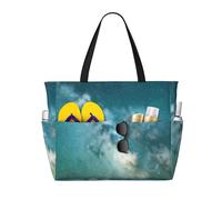 Starry Night Sky Deep Outer Space Print Beach Tote Bag Waterproof Large Bags With Zipper Big Capacity For Vacation Travel