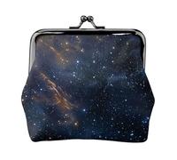 Starry Night Sky Deep Outer Space Print Coin Purse for Women Cute PU Leather Kiss-lock Change Purse Wallet, Black, One Size, Pattern