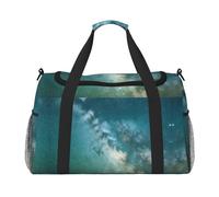 Starry Night Sky Deep Outer Space Travel Tote Bag - Large Reusable Shopping Bag, Vacation Tote, Sports Duffel Bag with Adjustable Crossbody Strap, Black, One Size