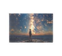 Starry Night Sky Deep Placemats Set of 6, Heat Resistant - Anti Slip Dining Table Place mats, Durable Table Mats