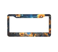 Starry Night Sky License Plate Frames 2pcs, Sunflower Rust-Proof Aluminum Universal Car Tag Frame with Screw Caps for Vehicles Trucks Vans SUVs 12 x 6 Inch