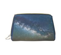 Starry Night Sky Outer Space Leather Hand-Held Zipper Makeup Bag Storage Bag Portable Lipstick Pouch Toiletry Bag