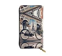Starry Night Sky Outer Space Leather Wallets for Women Man, Wallets Large Billfold with 12 Card Slots,Wallet Passport wallet, Romantic Paris Eiffel Tower Bycicle, One Size