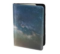 Starry Night Sky Outer Space Print 5.5in Passport Travel Document Wallet Case Stylish Secure Men Women For Travelers, Black, One Size