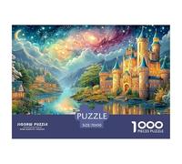 Starry Night Sky over A Glowing Castle by A River 1000-Piece Jigsaw Puzzle Dream Building - Classic Jigsaw Puzzles for All Ages 70x50cm/1000pcs