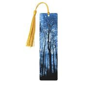 Starry Night Sky Print 5pcs Wooden Bookmarks with Tassels, Reading Page Markers Book Marks, Gifts for Men Women