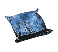 Starry Night Sky Print Leather Valet Tray For Women,Travel Organizer, Trinket Jewelry Cosmetic Organizer Tray