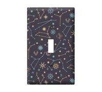 Starry Night Sky Single Toggle Light Switch Plates Outlet Covers Decorative Electrical Wall Plate Receptacle Switchplate Decorate Plug Cover For Bathroom Kitchen 4.5 * 2.80 Inch