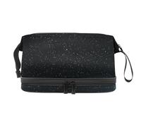 Starry Night Snow Land Double Layer Cosmetic Bag for Women and Girls, Travel Toiletry Bag Makeup Handy Pouch Organiser Bag with Brush Compartment