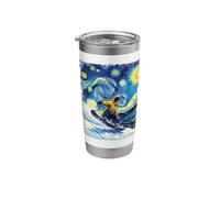 Starry Night Snowboarder Art Van Gogh Winter Sport Stainless Steel Insulated Tumbler