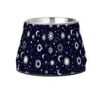 Starry Night Star Sun Moon Blue Raised Pets Food Bowls Elevated Stainless Steel Pets Basic Bowls for Slow Feed Dogs Whisker Fatigue