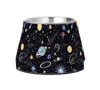 Starry Night Star Sun Moon Dogs Food Bowl with Stand Stainless Steel Pets Basic Bowls for Slow Feed Cats Whisker Relief