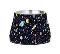 Starry Night Star Sun Moon Dogs Food Water Bowl with Stand Stainless Steel Pets Bowl Stand for Slow Feed Cats Comfort Feeding