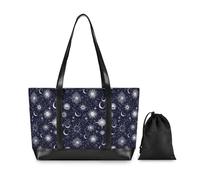 Starry Night Star Sun Moon Professional Laptop Compartment Bag With Zipper Large Shopping Bag Travel Necessary Beach Gifts, Birthday Gifts For