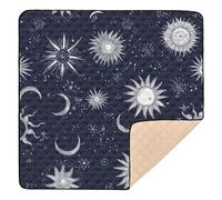 Starry Night Star Sun Moon Soft Padded Baby Gym & Activity Mat for Indoor Outdoor 1-Piecing Activity Gym Mat for Baby Kids Toddlers Infants, 50'' x 50''