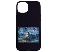 Starry Night Style Steam Train Under Swirling Night Sky Art Case for iPhone 15 Plus
