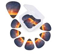 Starry Night Sunset Skyscape Guitar Picks 12 Pack 3 Different Thickness Celluloid Guitar Plectrums with Guitar Pick Storage Box Personalized Guitar Pick for Acoustic Guitar Picks