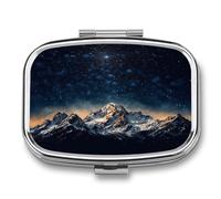 Starry Night The Mountains Cute Travel Pill Organizer Compact and Portable Pill Box,Pill Case for Travel Essentials for Pocket Purse