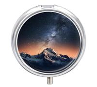 Starry Night The Mountains Pill Box Cute Round Pill Case Portable Medicine Tablet Vitamin Holder Organizer for Purse Pocket