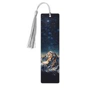 Starry Night The Mountains Wood Bookmark for Men Women Reading Wooden Bookmarks Unique Handmade Book Marks with Tassel Pendant Craft Bookmark for Book Lovers Birthday Teachers Gift