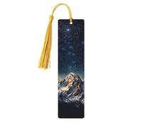Starry Night The Mountains Wood Bookmark for Men Women Reading Wooden Bookmarks Unique Handmade Book Marks with Tassel Pendant Craft Bookmark for Book Lovers Birthday Teachers Gift
