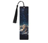Starry Night The Mountains Wood Bookmark for Men Women Reading Wooden Bookmarks Unique Handmade Book Marks with Tassel Pendant Craft Bookmark for Book Lovers Birthday Teachers Gift