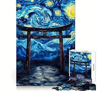 Starry Night Torii Gateway Jigsaw Puzzles 1000 Pieces for Teenagers Mental Toy Anxiety Relief Premium Cut Elegant Gift 38x52cm