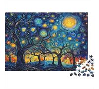 Starry Night Tree 1000 Piece Jigsaw Puzzles Leaning Tower Mosaic Art Adults Aged 12 And Above Educational Game Beautiful Decoration Difficult Challenging Birthday Gifts 38x26cm/1000pcs