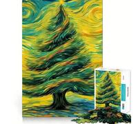 Starry Night Tree Christma 1000 Piece Jigsaw Puzzle for Adults Brain Challenge Toy Group Play Clear Cut Lovely Present 50x75cm