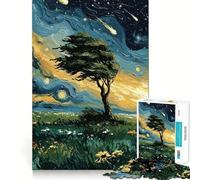 Starry Night Tree Landscape Teenagers 1000 Piece Jigsaw Puzzle Strong Logic Toy Leisure Fun Clear Edge Art Collectible 38x26cm