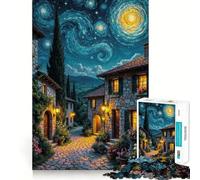 Starry Night Village 1000 Piece Jigsaw Puzzle for Teenagers Brain Challenge Toy Relax Time Precise Cut Art Display 38x26cm