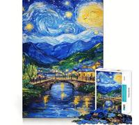 Starry Night Village 1000 Pieces Jigsaw Puzzles for Teenagers Brain Skill Leisure Time Exact Edge Thoughtful Gift 50x75cm