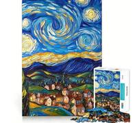 Starry Night Village Hard Jigsaw Puzzle for Adults 1000 Pieces Recall Upgrade Gentle Relax Clear Cut Unique Gift 38x26cm