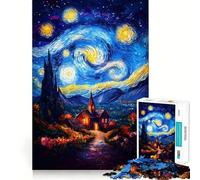 Starry Night Village Teenagers 1000 Piece Jigsaw Puzzle Brain Challenge Toy Shared Fun Clear Cut Warm Surprise 50x75cm
