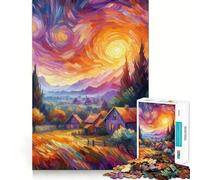 Starry Night Village V 1000 Pieces Jigsaw Puzzles for Teenagers Recall Upgrade Relaxing Fun Clear Cut Seasonal Gift 38x26cm