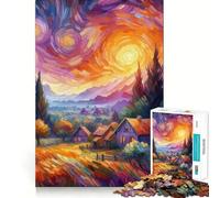 Starry Night Village V Jigsaw Puzzles 1000 Pieces for Teenagers Thought Toy Shared Fun Precise Edge Santa Wish Item 38x52cm