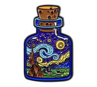 Starry Night Vincent Van Gogh Oil Painting Art Jar Bottle Bottled Corked Cork 1.4" Enamel Pin Badge