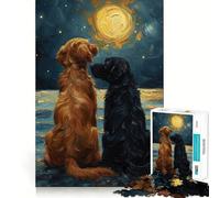 Starry Night with Dogs 1000 Piece Jigsaw Puzzles for Adults Mind Exercise Toy Casual Fun Precision Cut Artistic Gift 38x26cm