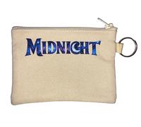 Starry Night Word Art Design Key Chain Coin Purse Beige