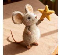 Starry Nights Felt Mice, Christmas Handmade Felt Mouse Ornaments, Cute Animals Wool Mice Figurines with Star, Mini Starry Nights Wool Mouse Craft Tabletop, for Home Decor