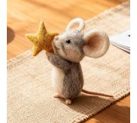 Starry Nights Felt Mice, Christmas Handmade Felt Mouse Ornaments, Cute Animals Wool Mice Figurines with Star, Mini Starry Nights Wool Mouse Craft Tabletop, for Home Decor