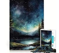 Starry Nightsky Watercolor 1000 Piece Jigsaw Puzzle for Adults Brain Challenge Toy Group Play Clear Cut Lovely Present 38x26cm