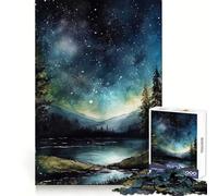 Starry Nightsky Watercolor 1000 Piece Jigsaw Puzzle for Adults Brain Challenge Toy Group Play Clear Cut Lovely Present 38x26cm