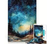 Starry Nightsky Watercolor 1000 Pieces Jigsaw Puzzles for Adults Thought Toy Calming Play Precise Edge Heartfelt Gift 38x52cm