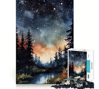 Starry Nightsky Watercolor Adults Puzzles 1000 Piece Jigsaws Brain Teaser Home Pastime Image Assembly Memorable Gift 50x75cm
