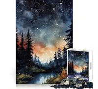 Starry Nightsky Watercolor Adults Puzzles 1000 Piece Jigsaws Brain Teaser Home Pastime Image Assembly Memorable Gift 50x75cm