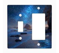 Starry Ocean Light Switch Cover Plates/Outlet Covers, Deep Blue Night Sky for Home Decor, Thermoplastic Wall Plates, Standard Size Toggle Rocker