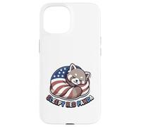 Starry Paws 4th July Patriotic Sleepy Red Panda Flag USA Case for iPhone 15